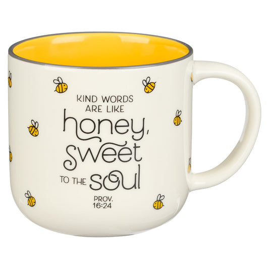 Mug White/Yellow Bees Kind Words Prov.
16:24