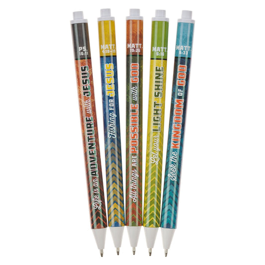 Pen Set 5pc Adventure With Jesus Ps.
16:11