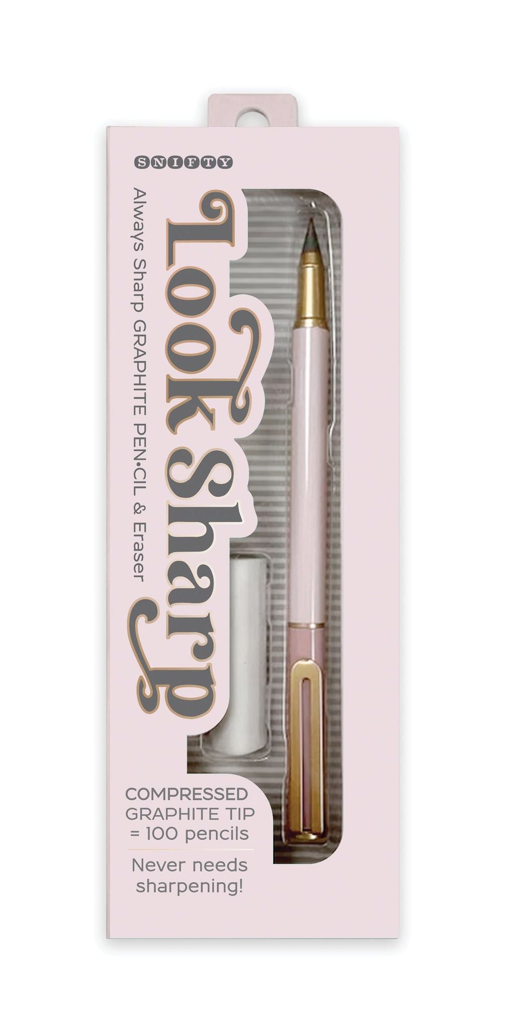 LOOK SHARP PENCIL & ERASER SET - BLUSH