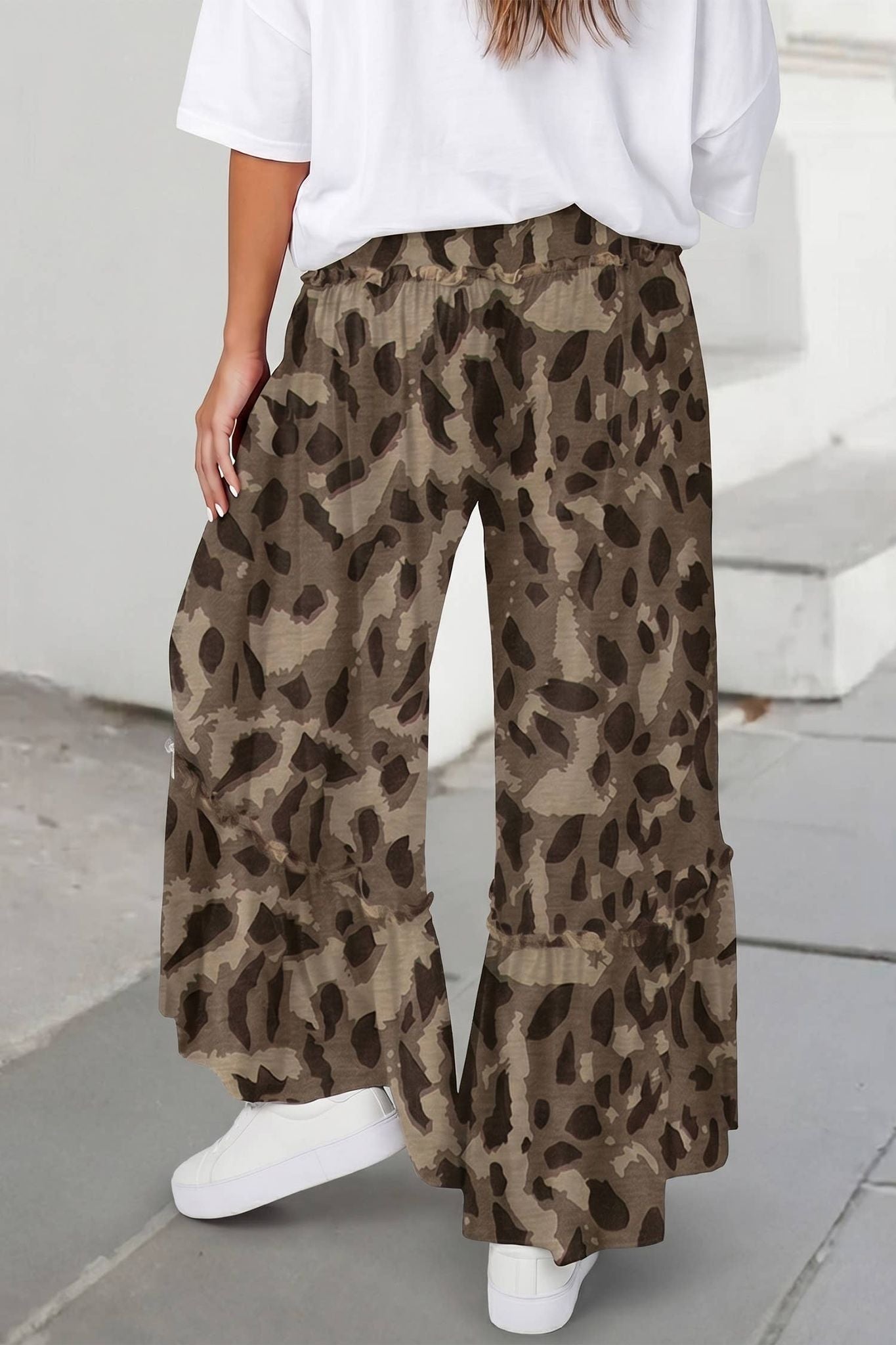 Camo Print Wide Leg Casual Pants | S-XL