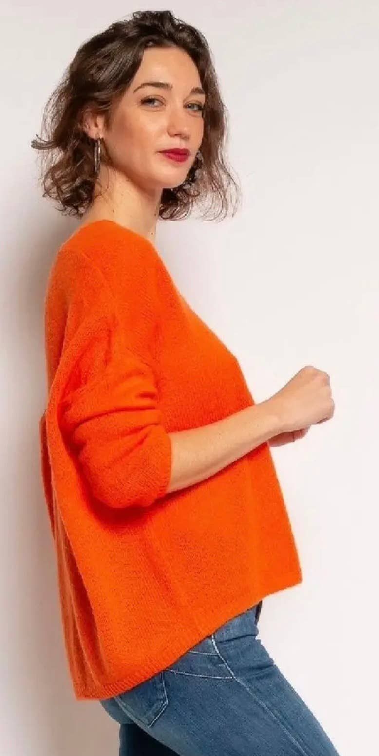 257 Italian Soft & Comfortable V-Neck Knit Sweater One Size