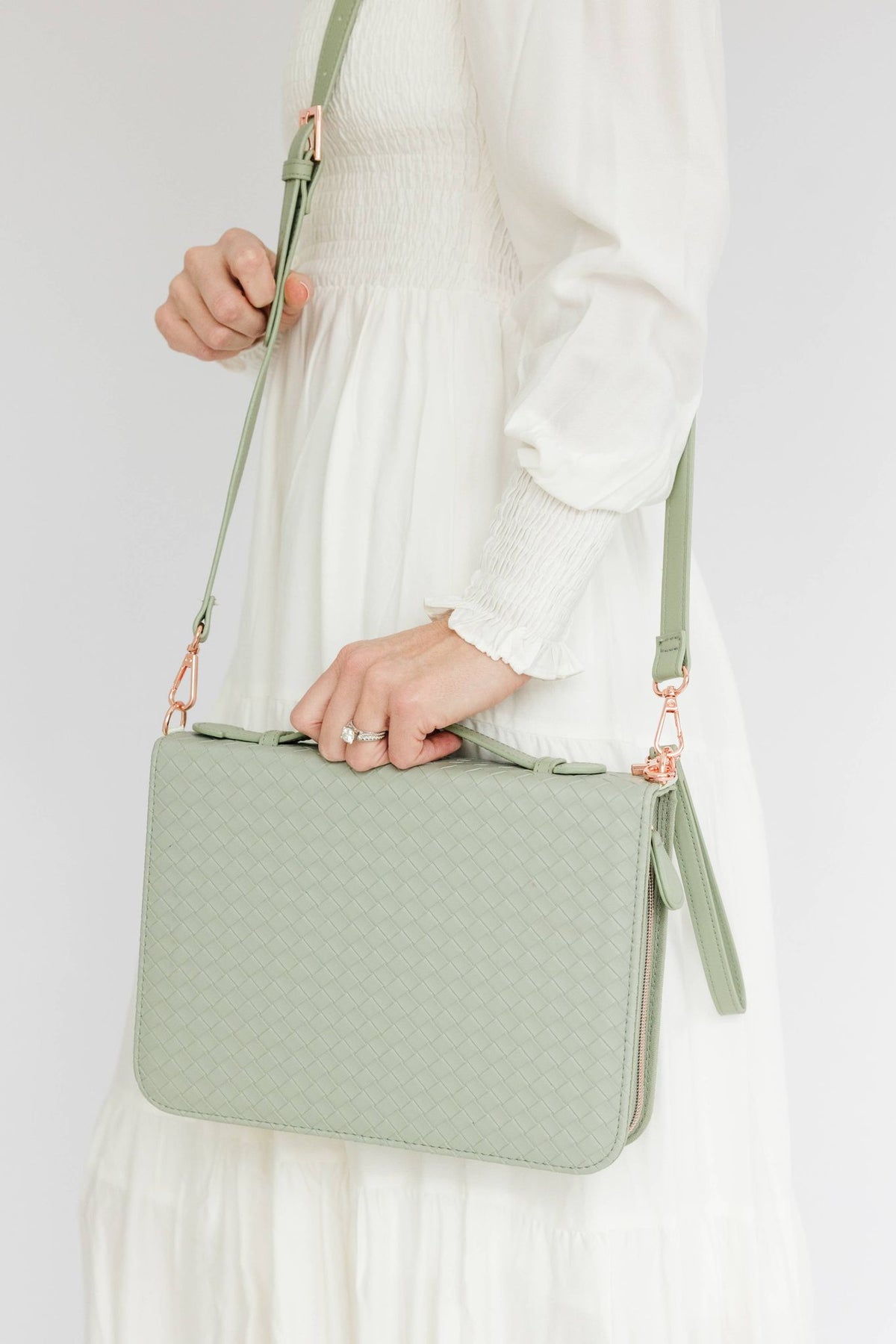 Bible Cover, Weave Bible Case, Crossbody SAGE