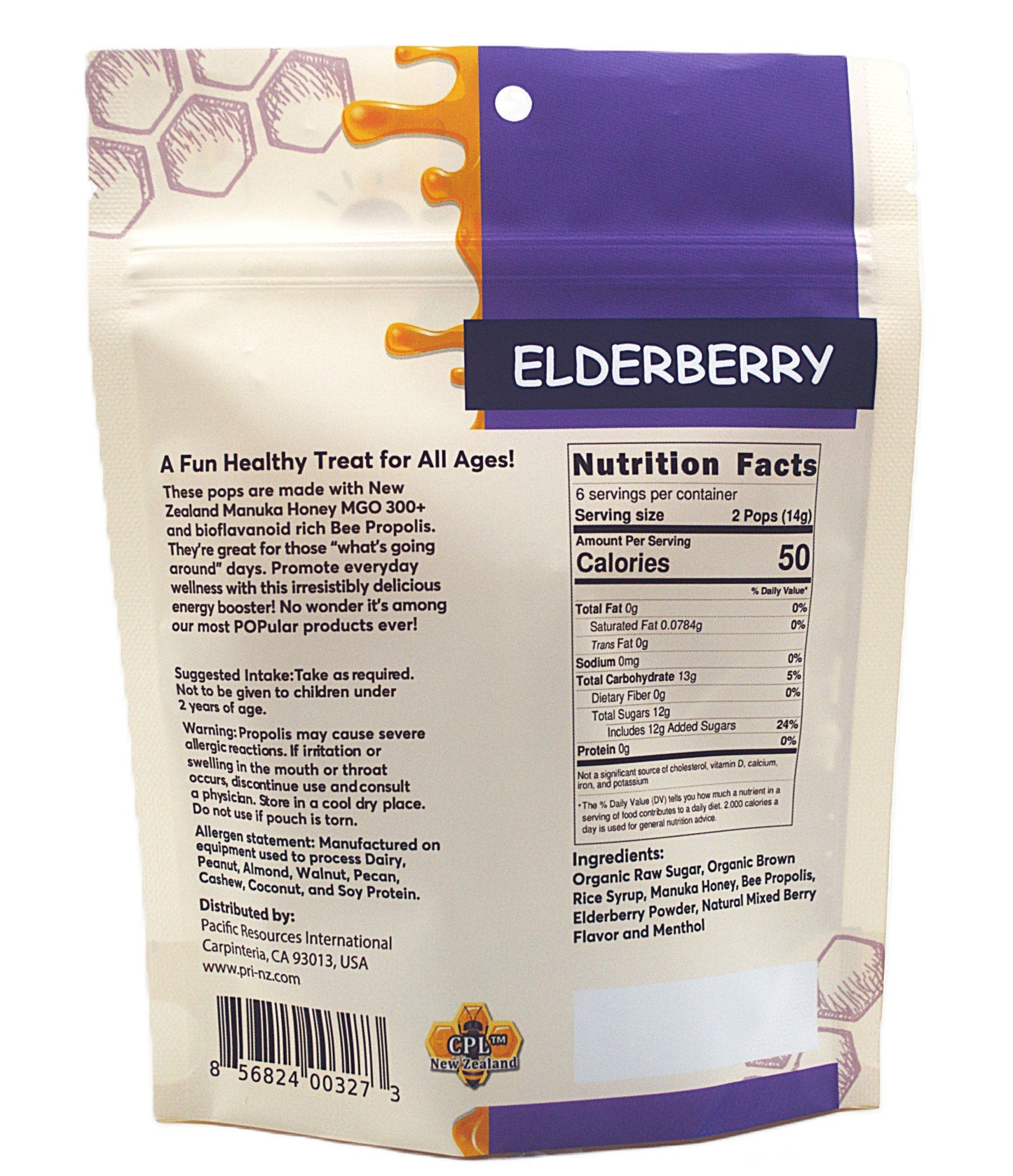 Manuka Honey Propolis Lollipop, Elderberry