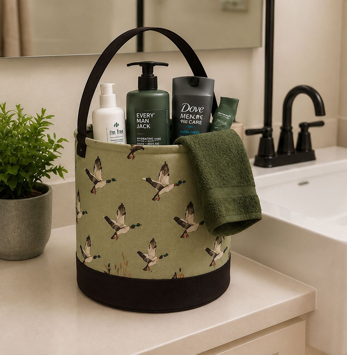 Green Duck Round Storage Bin