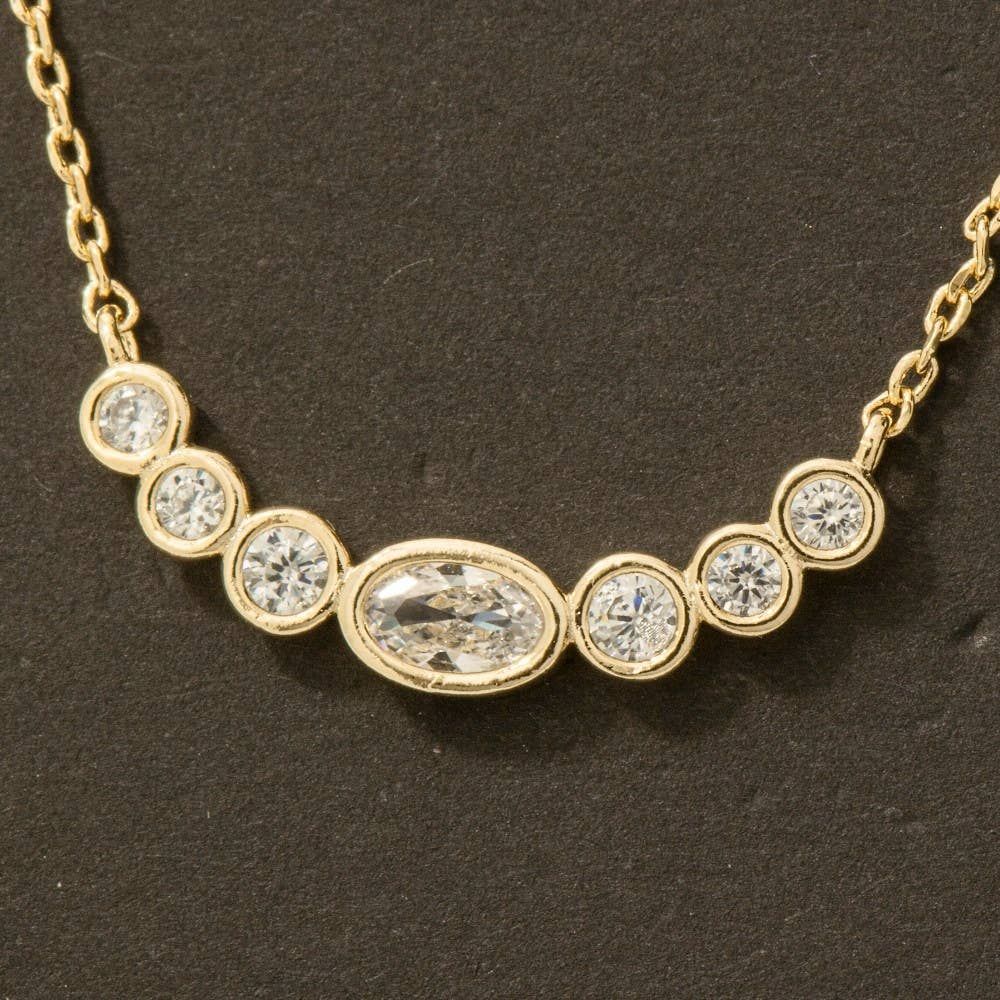 Oval Cz Studs Charm Necklace