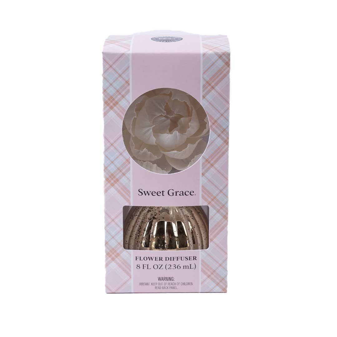 Sweet Grace Plaid Flower Diffuser | Metallic Vessel
