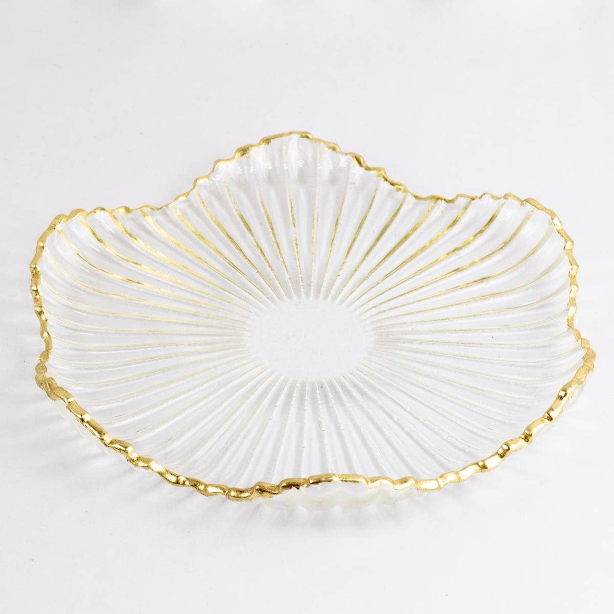 Gatsby Glass Serving Platter   Clear/Gold   10.5"