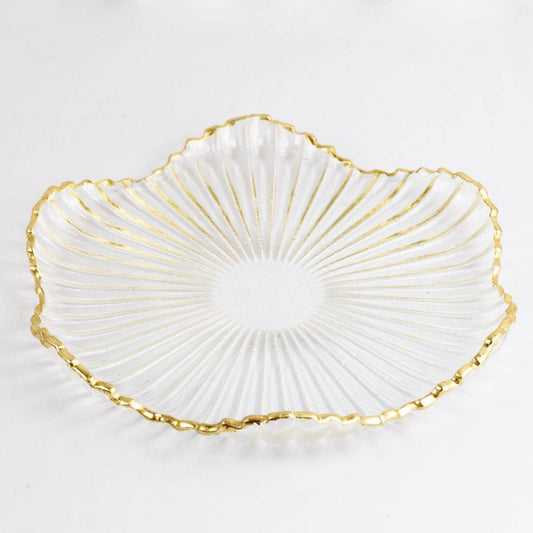 Gatsby Glass Serving Platter   Clear/Gold   10.5"