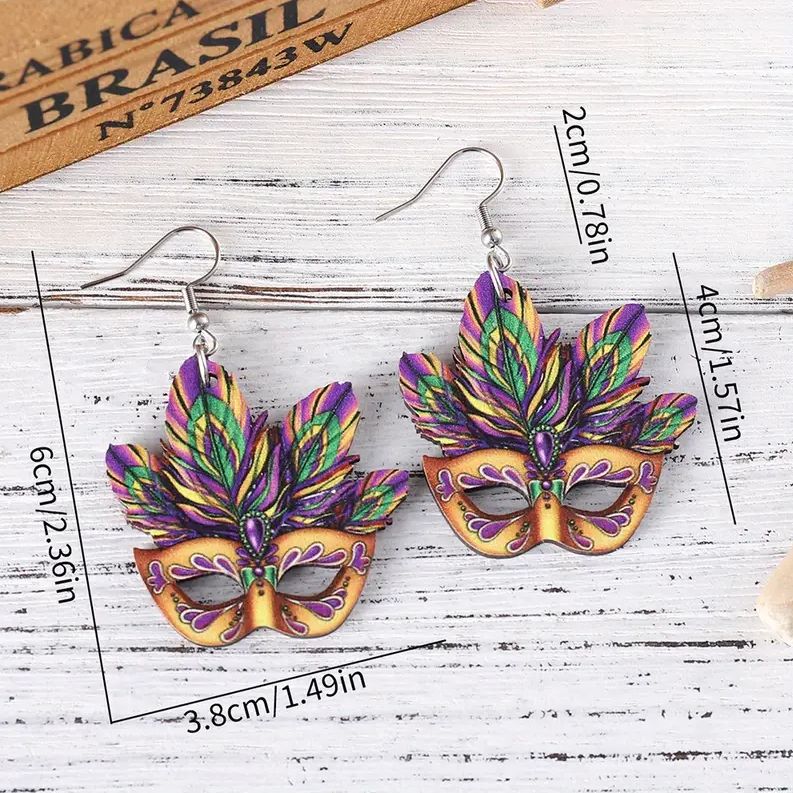 Mardi Gras Ball Mask Earrings