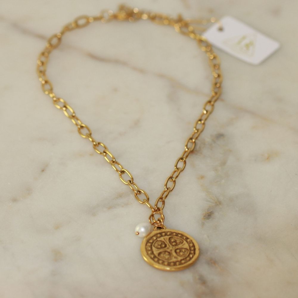 Nora Cross Coin Necklace