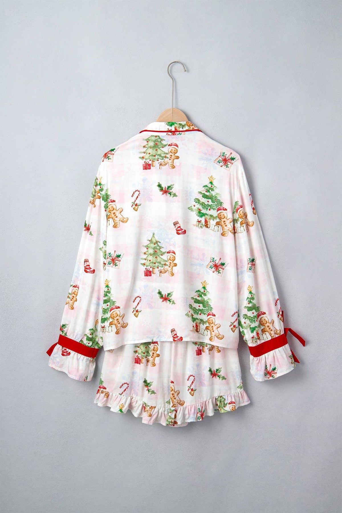 66Abstract Christmas Print Two Piece Shift Lounge Set (S-XL)