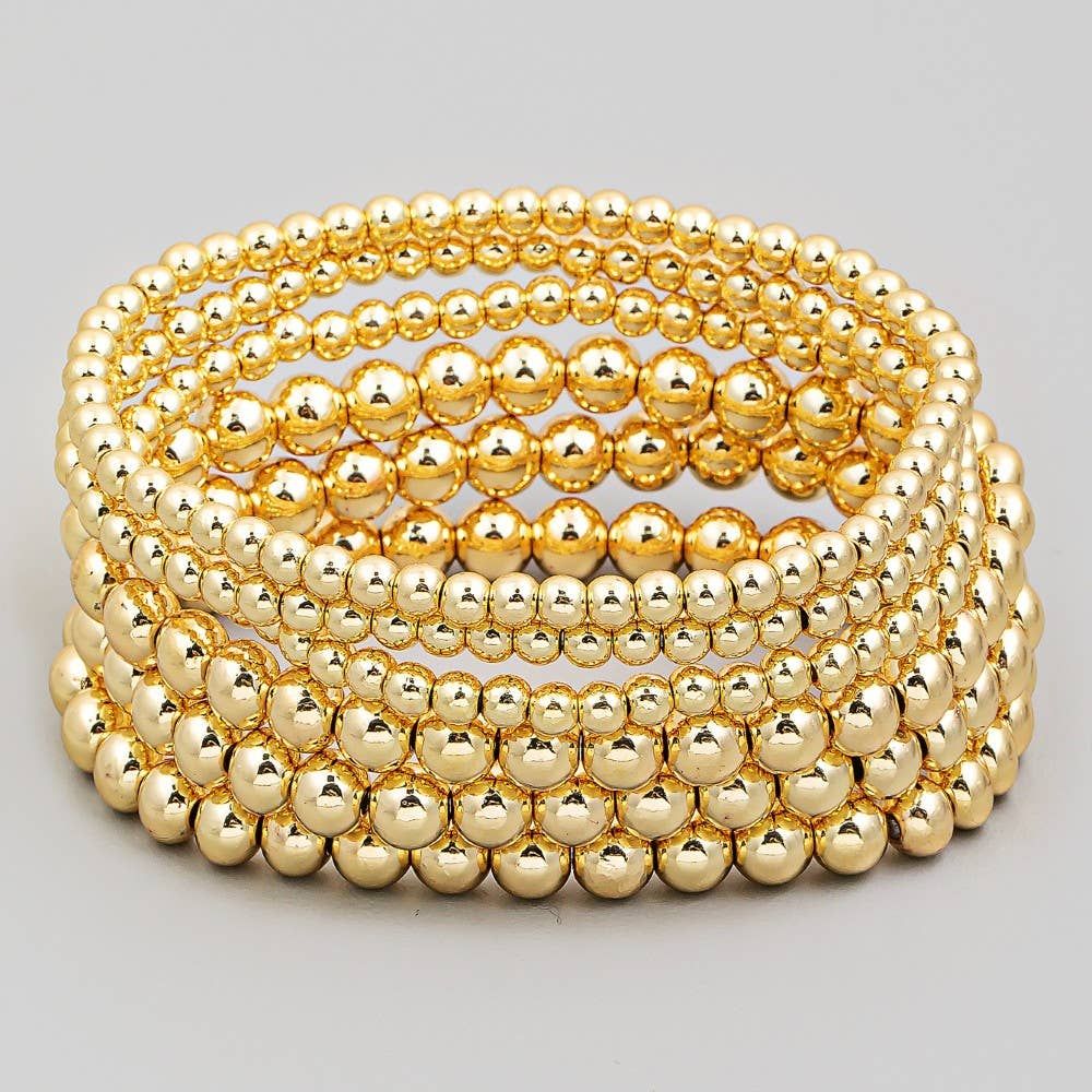 Metallic Ball Beaded Stackable Bracelet