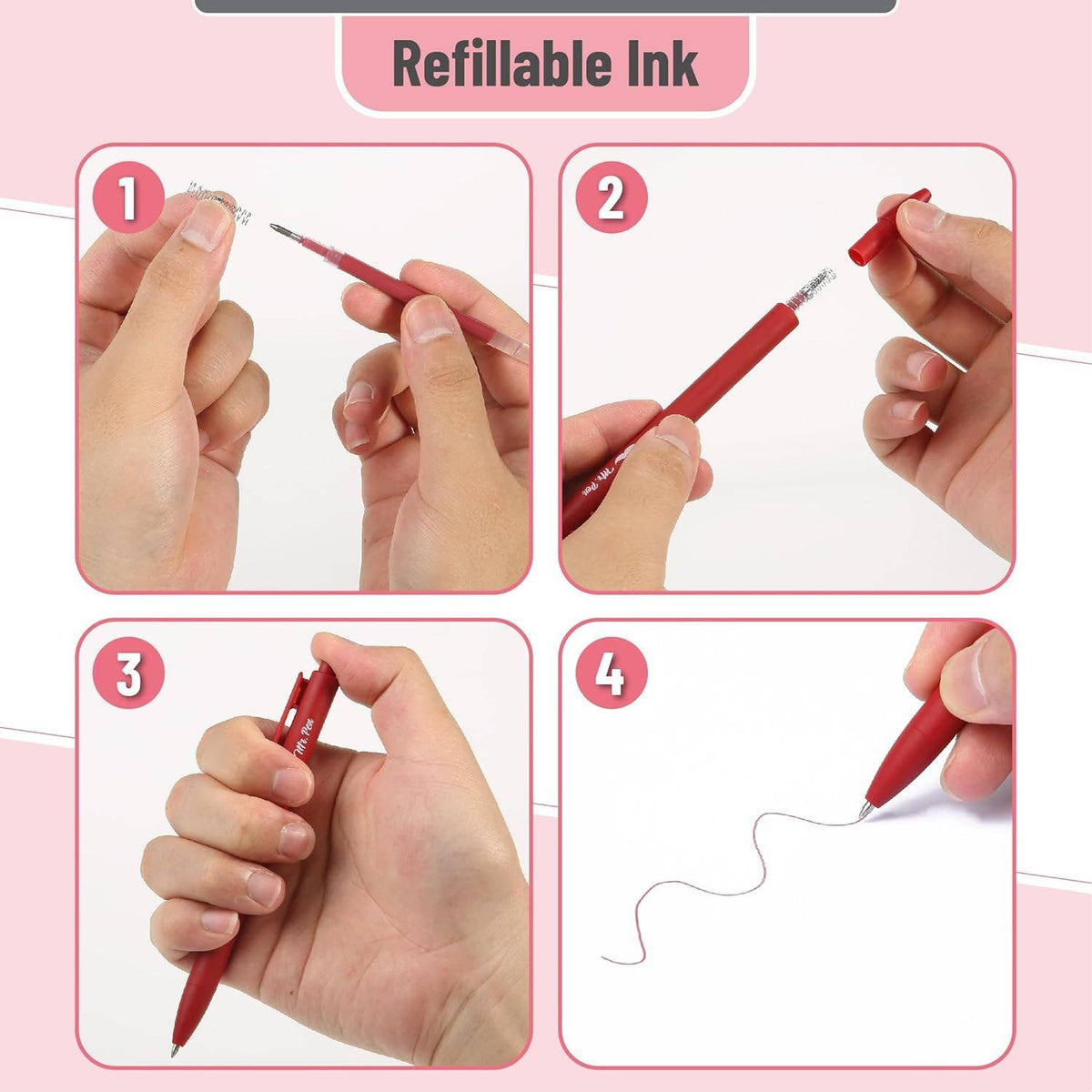 Cute 12-Pack Retractable Gel Pens with Colored Ink