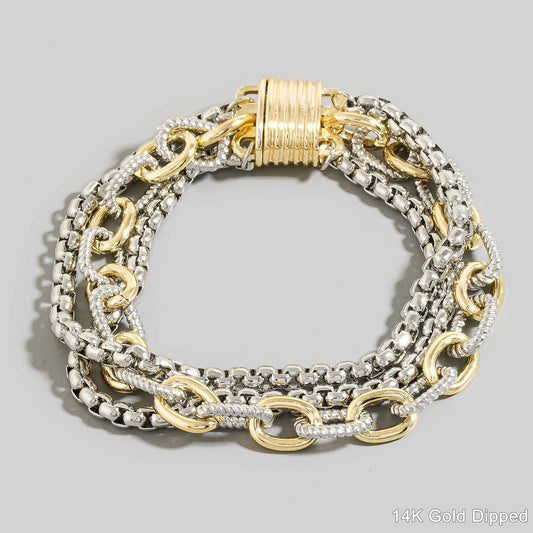 Assorted Chains Magnetic Lock Gold Plated Bracelet