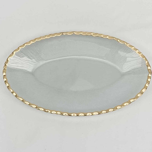 Cordova Oval Serving Tray   Clear/Gold   14x8.5