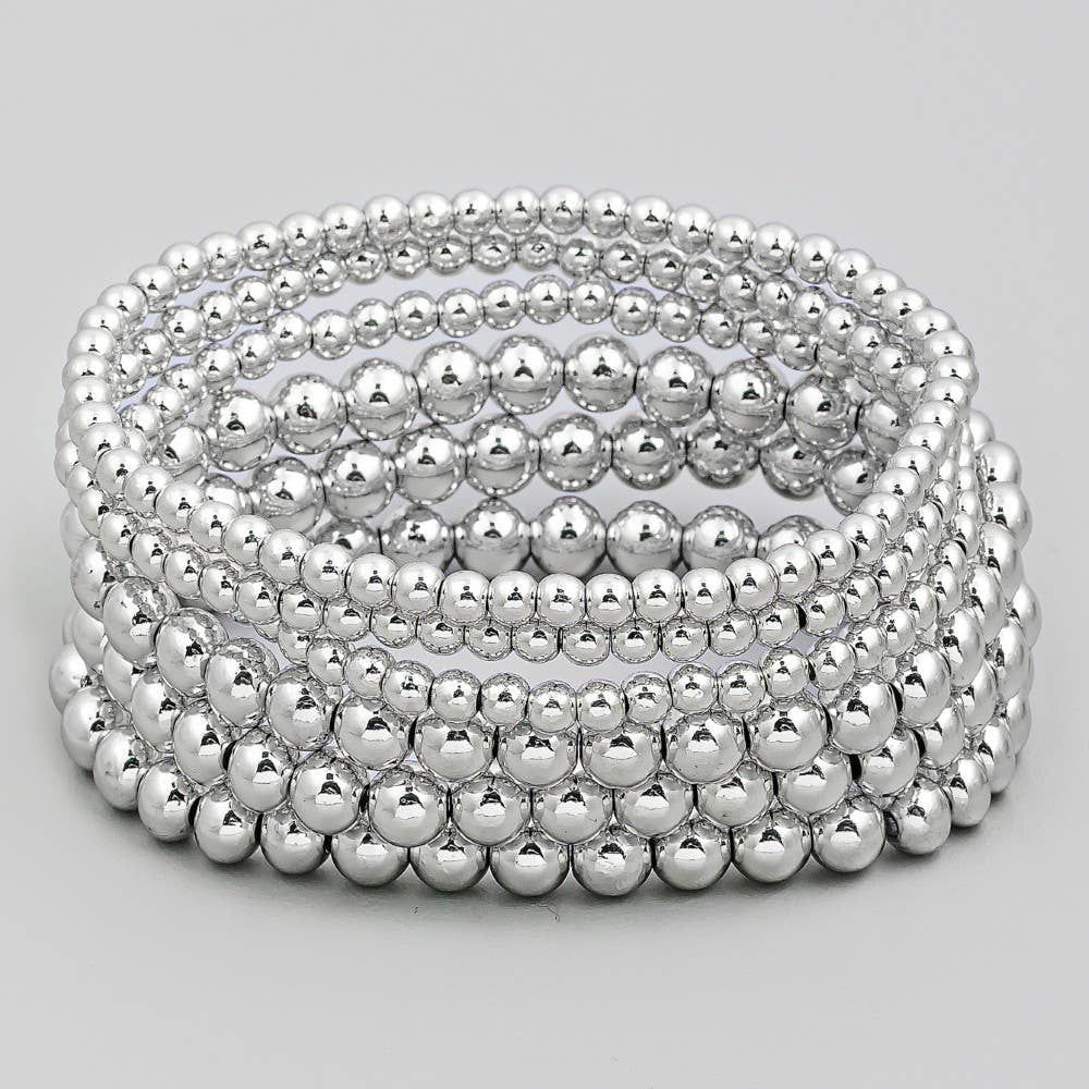 Metallic Ball Beaded Stackable Bracelet