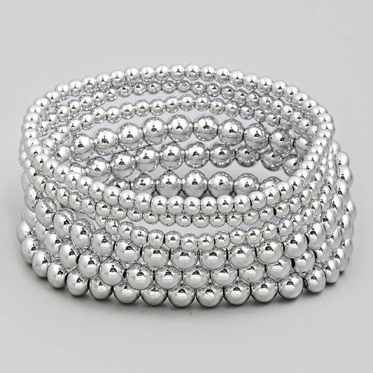 Metallic Ball Beaded Stackable Bracelet