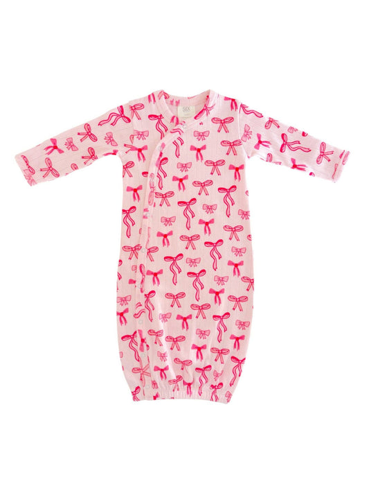 Pink Bows / Organic Pointelle Gown