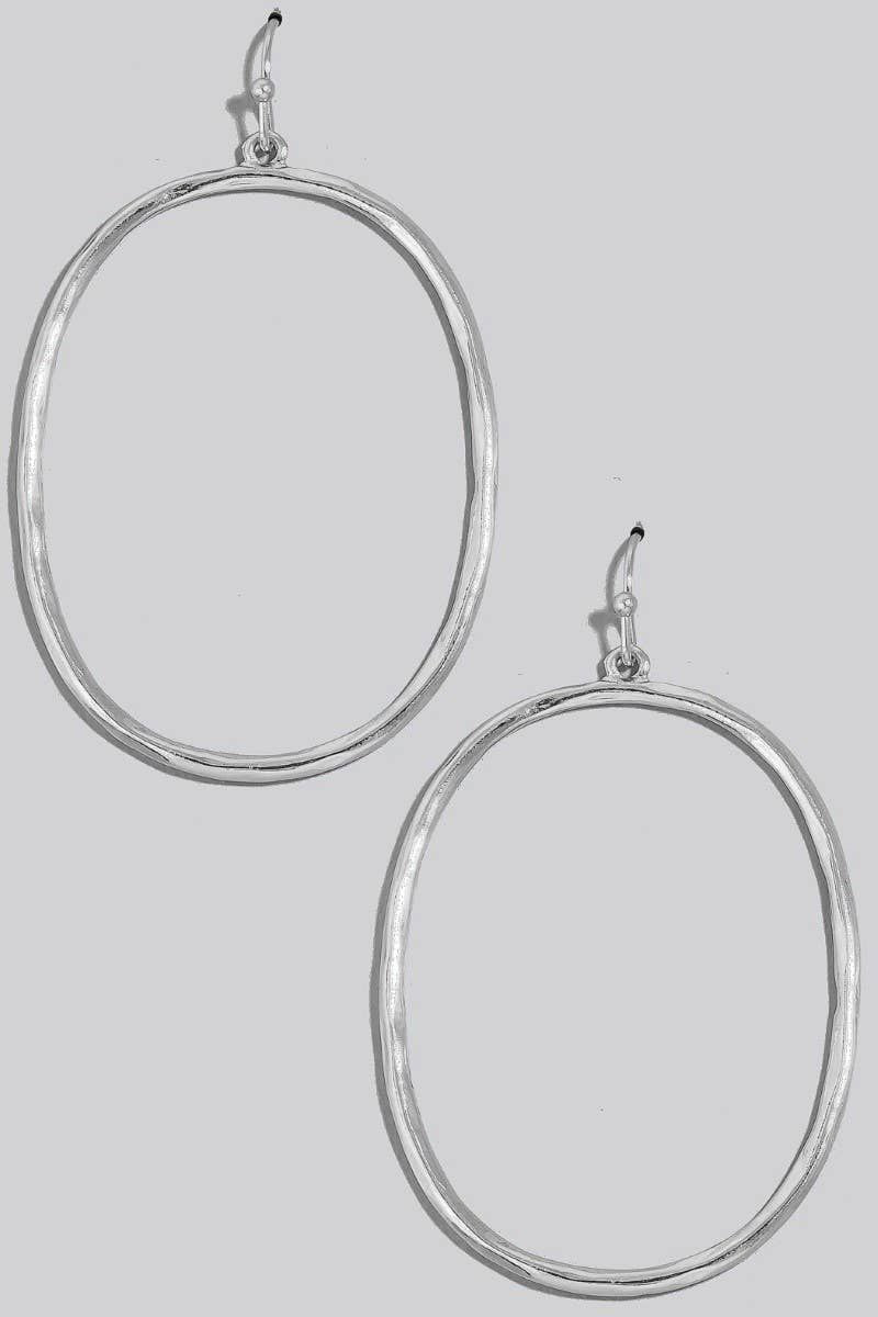 Hammered Metallic Oval Dangle Earrings