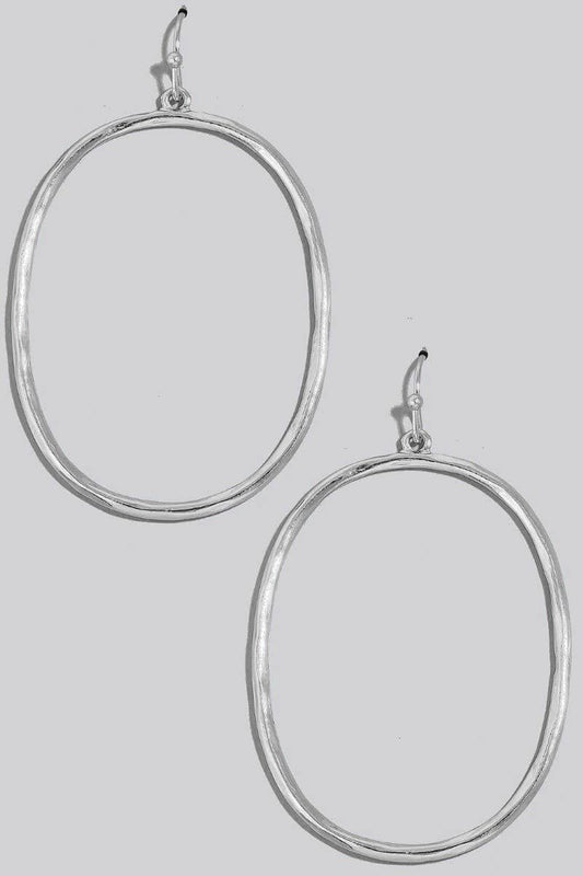 Hammered Metallic Oval Dangle Earrings
