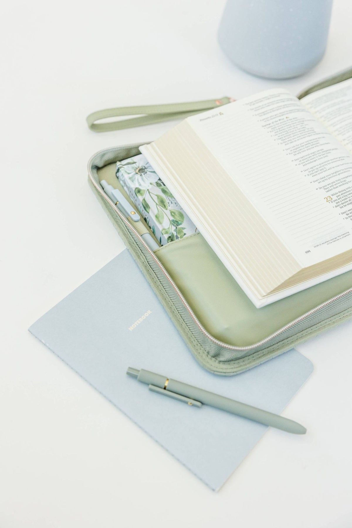 Bible Cover, Weave Bible Case, Crossbody SAGE