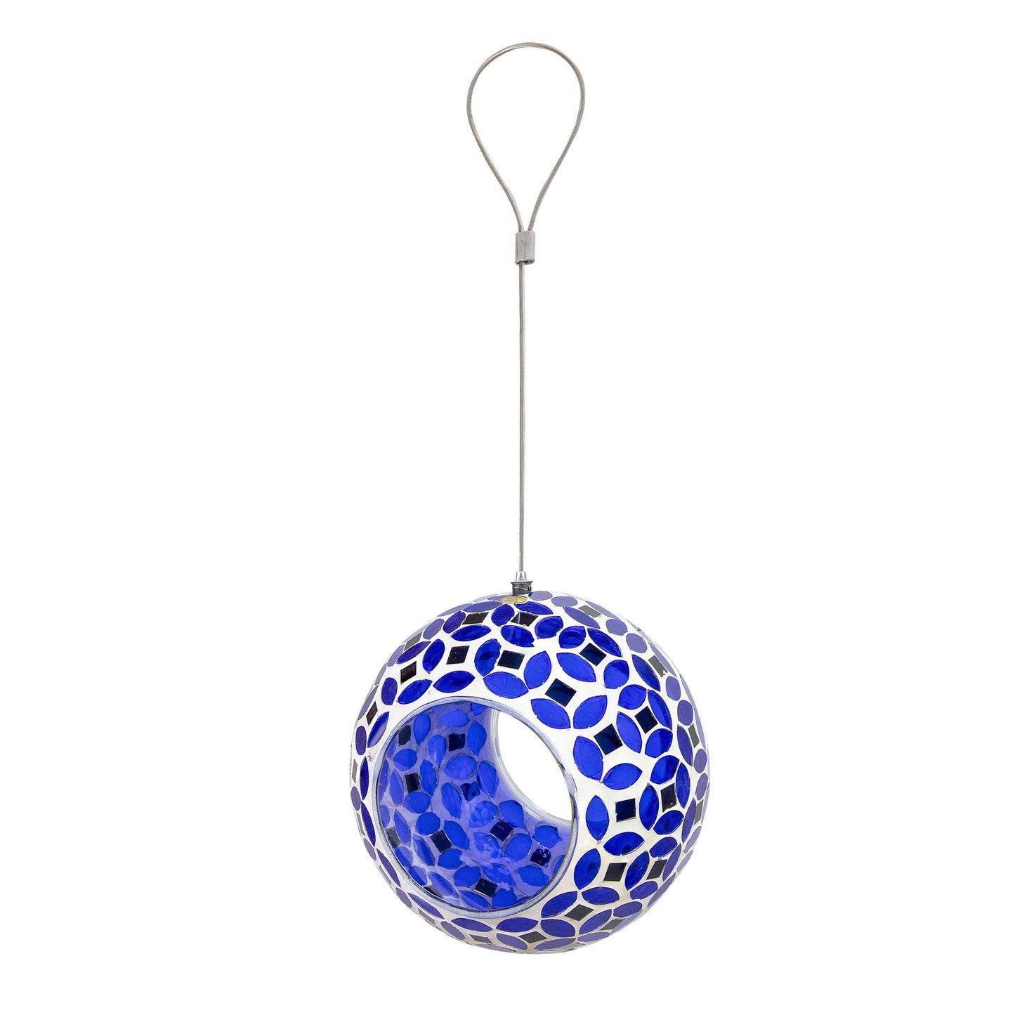 Lavender Mosaic Glass Fly-Through Hanging Bird Feeder