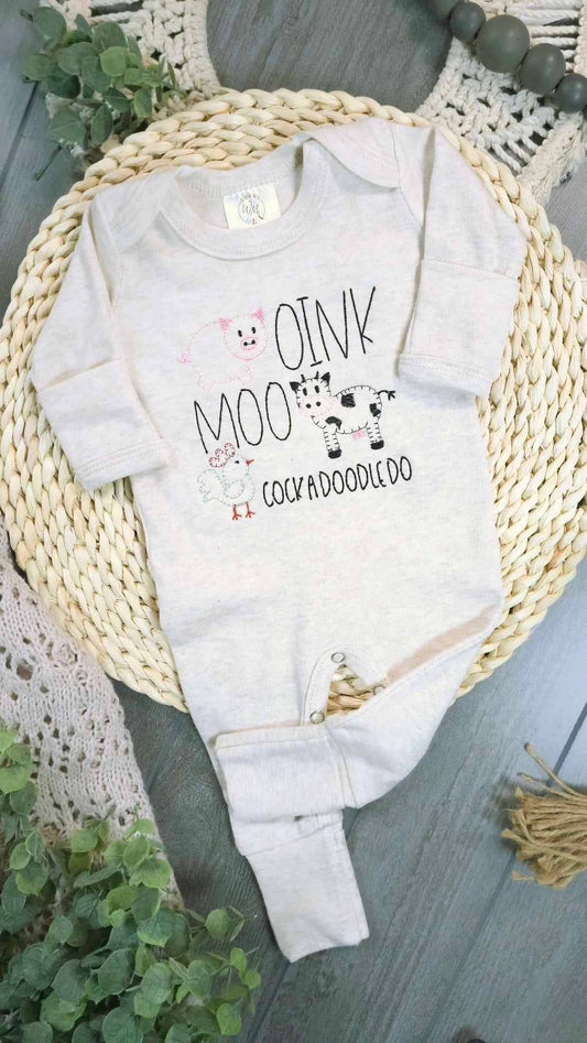 Baby Romper | Farm Animals - Oink Moo CockadoodleDo