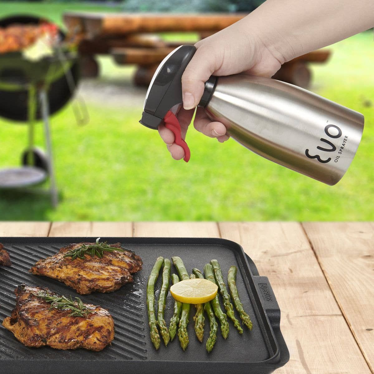 Evo Stainless Steel Oil Sprayer – Refillable 16oz Bottle