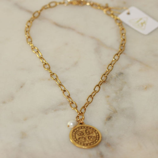Nora Cross Coin Necklace