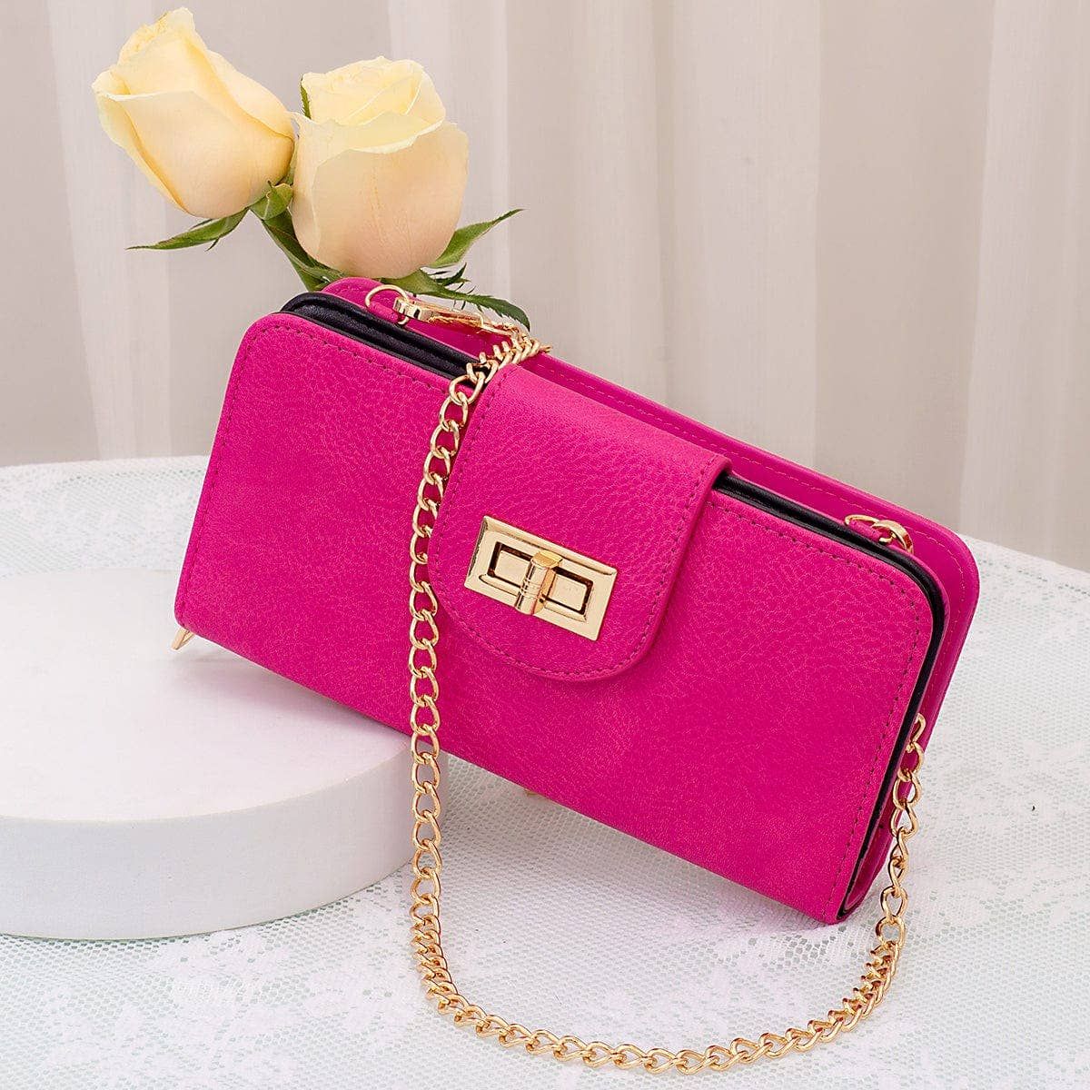 AD041 Turn Lock Crossbody Wallet