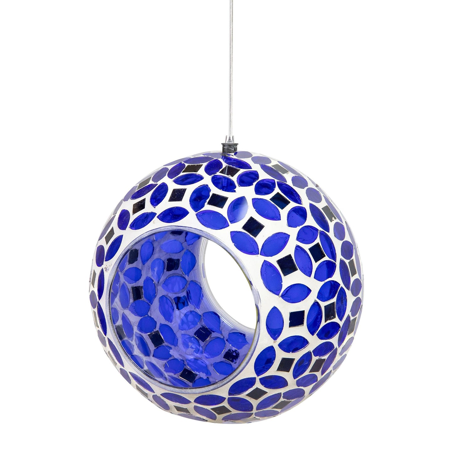 Lavender Mosaic Glass Fly-Through Hanging Bird Feeder