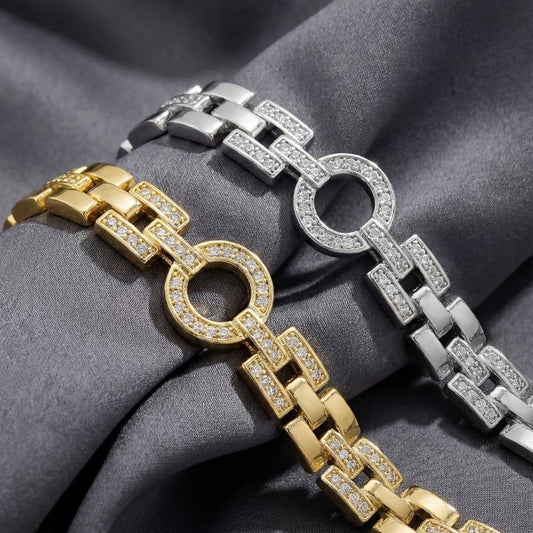Pave Chain Link Circle Bracelet