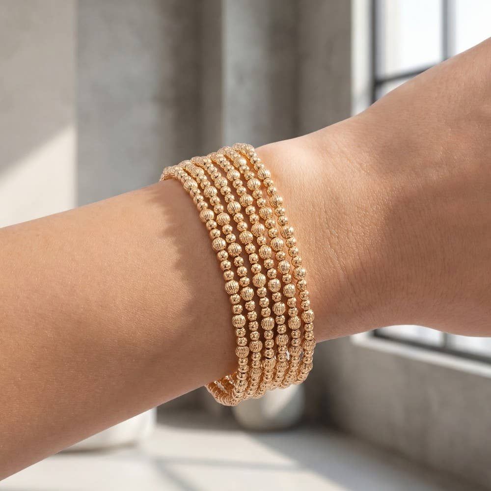 Mini Metallic Beaded Bracelet Set