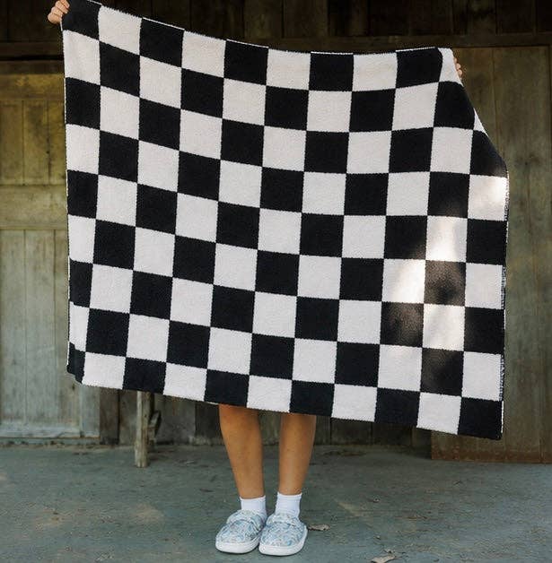Black and White Checkerboard Throw Blanket