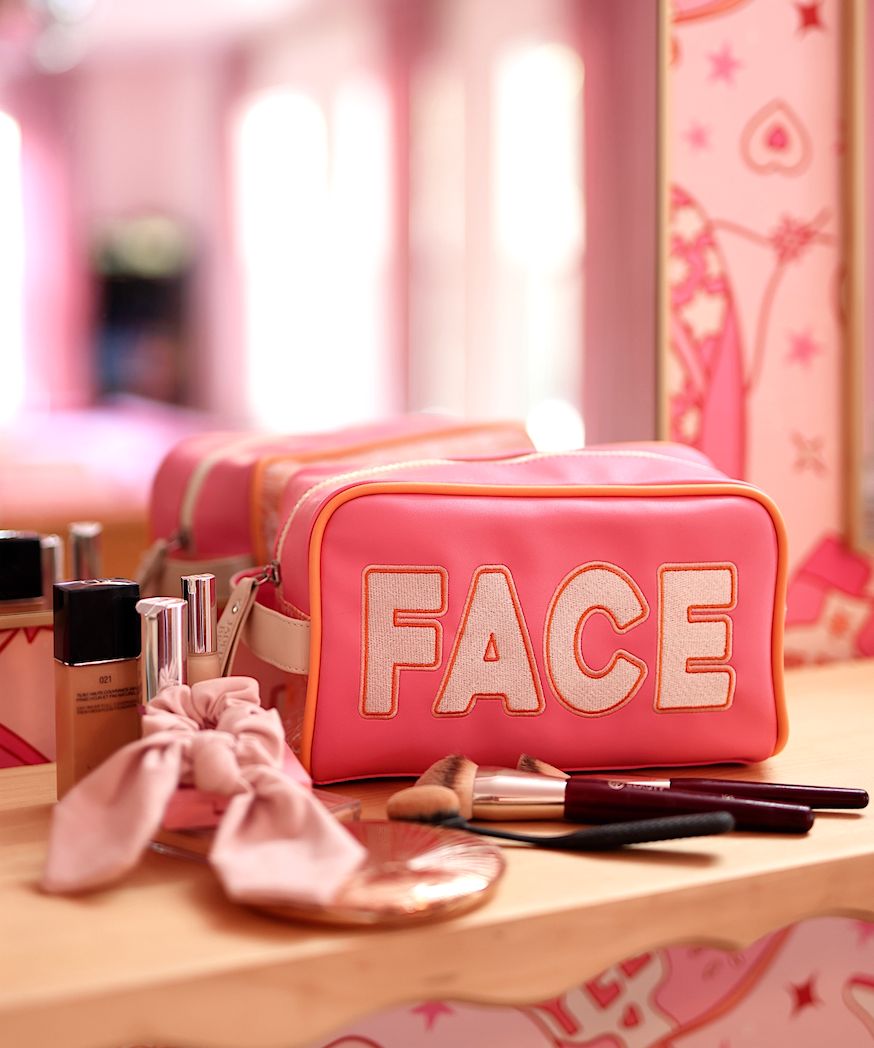 Handle Cosmetic Bag - Face - Pink/Orange/Cream