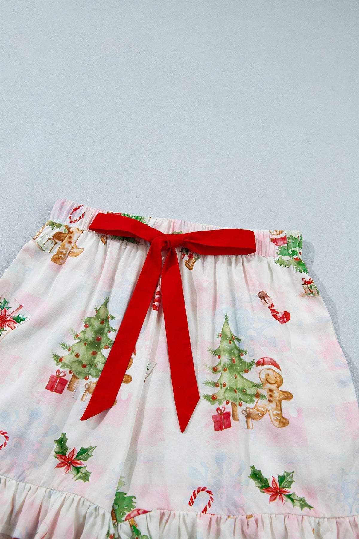 66Abstract Christmas Print Two Piece Shift Lounge Set (S-XL)