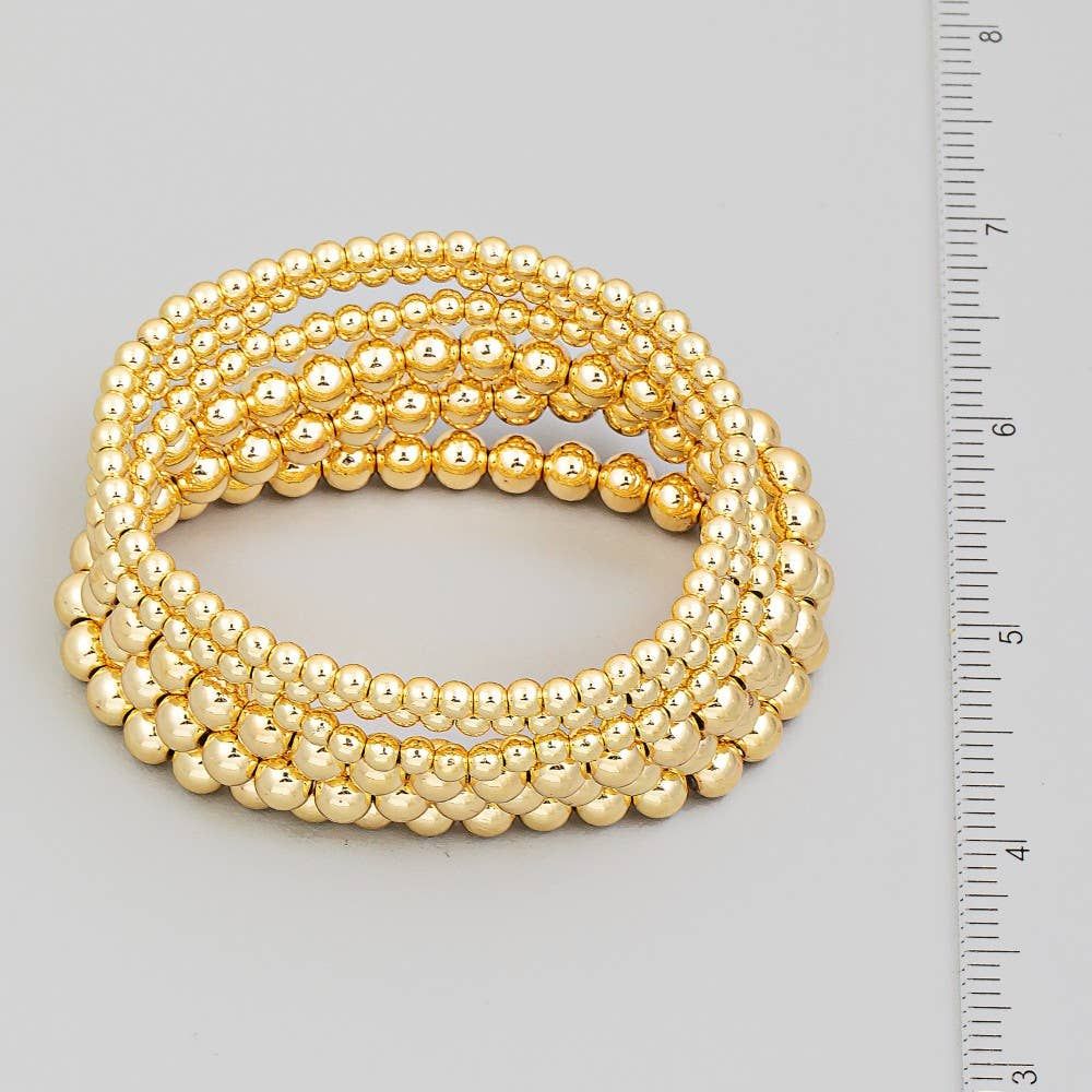 Metallic Ball Beaded Stackable Bracelet
