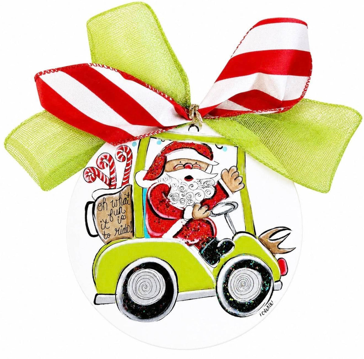 Christmas Ornament: Santa on a Golf Cart