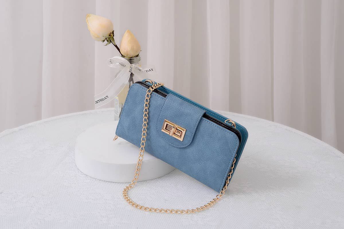 AD041 Turn Lock Crossbody Wallet