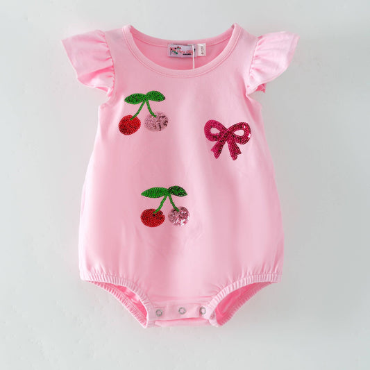 Cherry Sequin Baby Romper