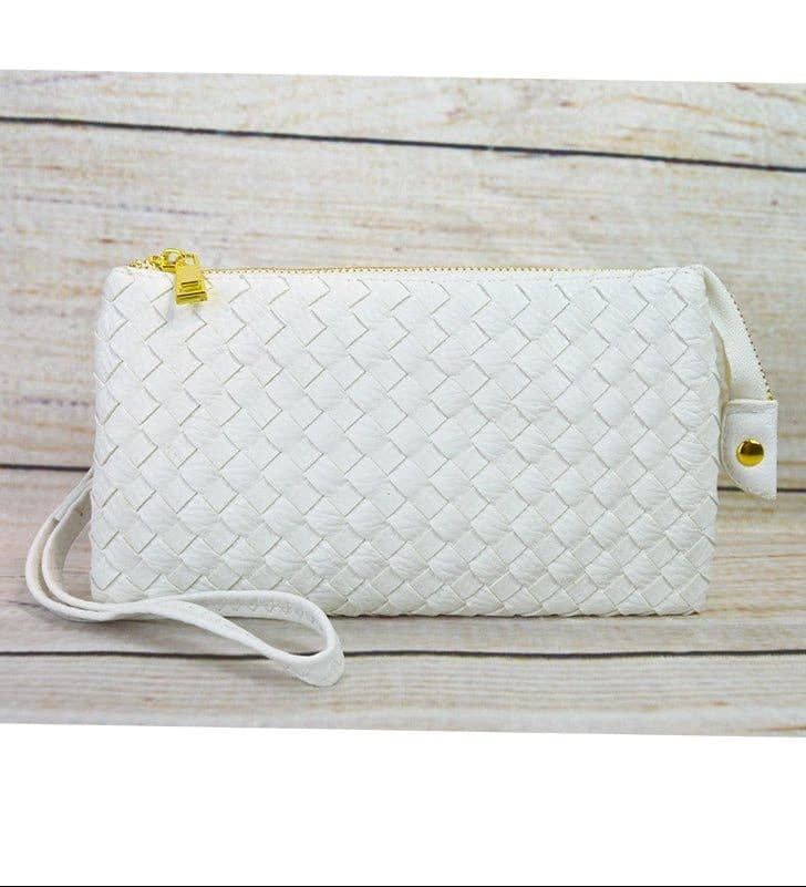 7050 Kathy Woven Three Compartment Clutch/Crossbody Bag