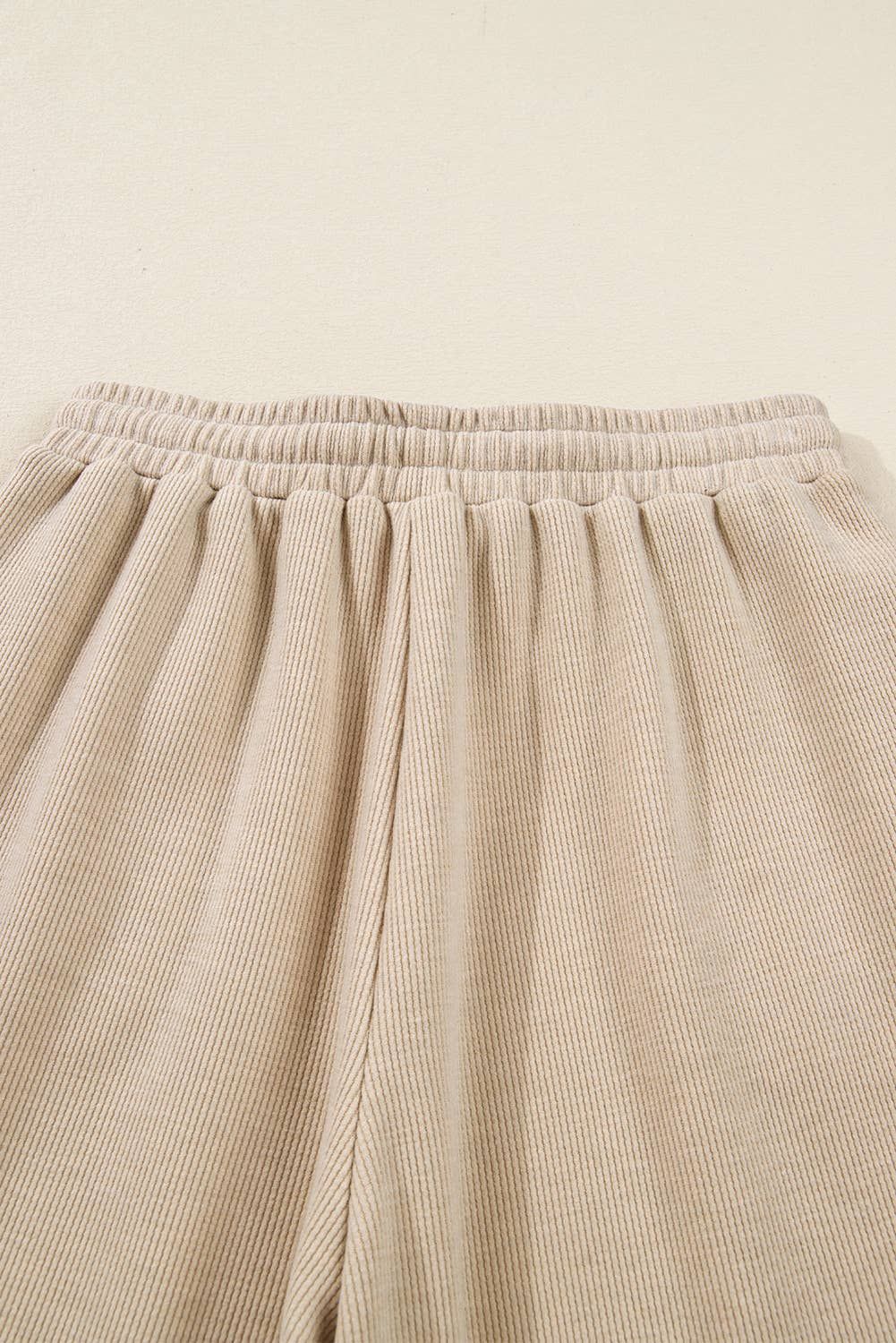 Drawstring Pullover Hoodie and High Waist Pants Corduroy Set