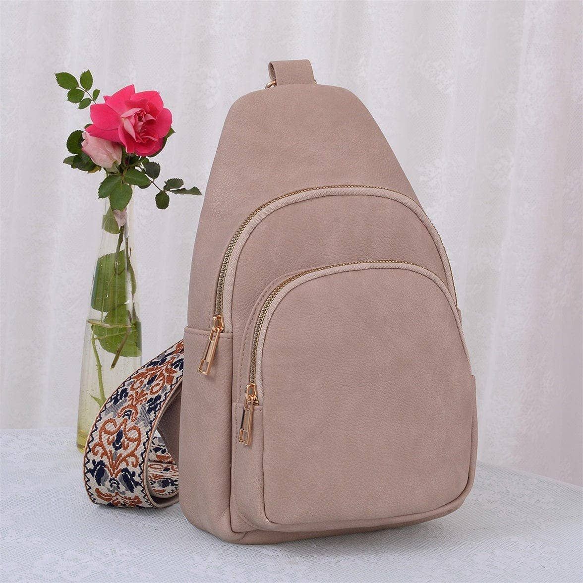 Zara Zipper Crossbody Bag with Boho Strap