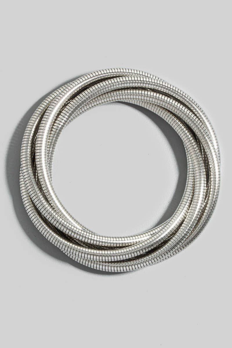 Knotted Elastic Metallic Coil Bracelet Set