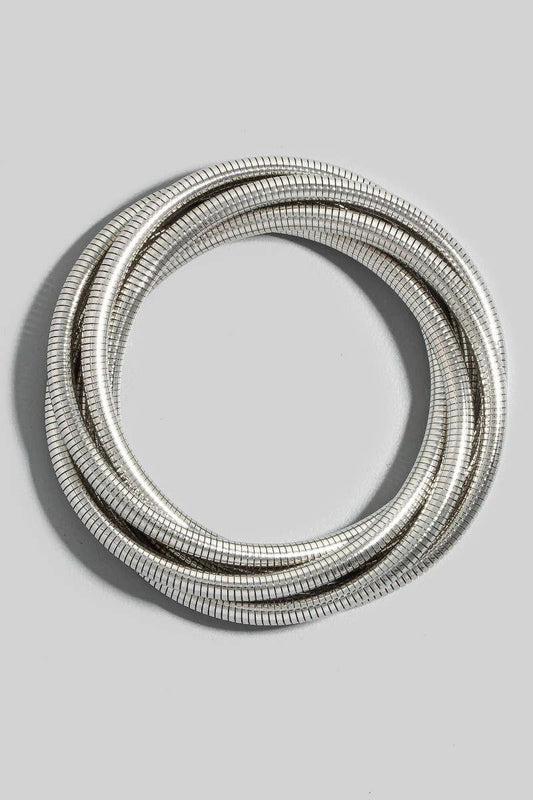 Knotted Elastic Metallic Coil Bracelet Set