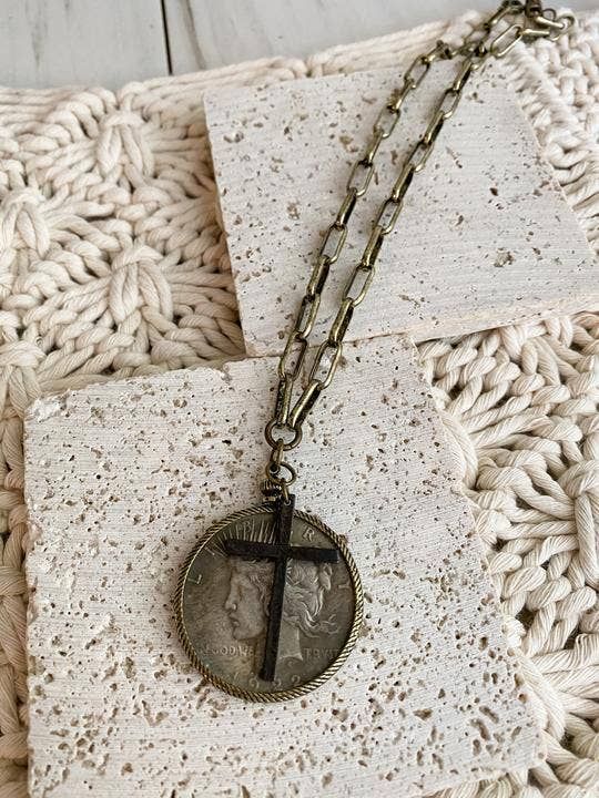Relic Coin and Cross Necklace
