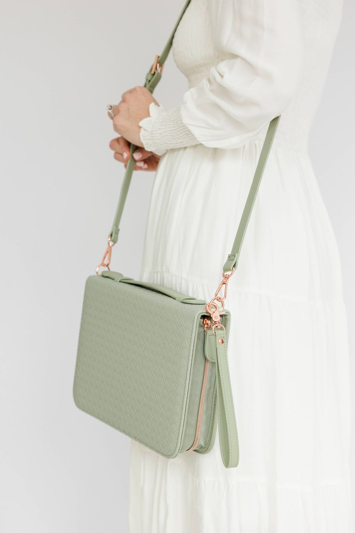 Bible Cover, Weave Bible Case, Crossbody SAGE