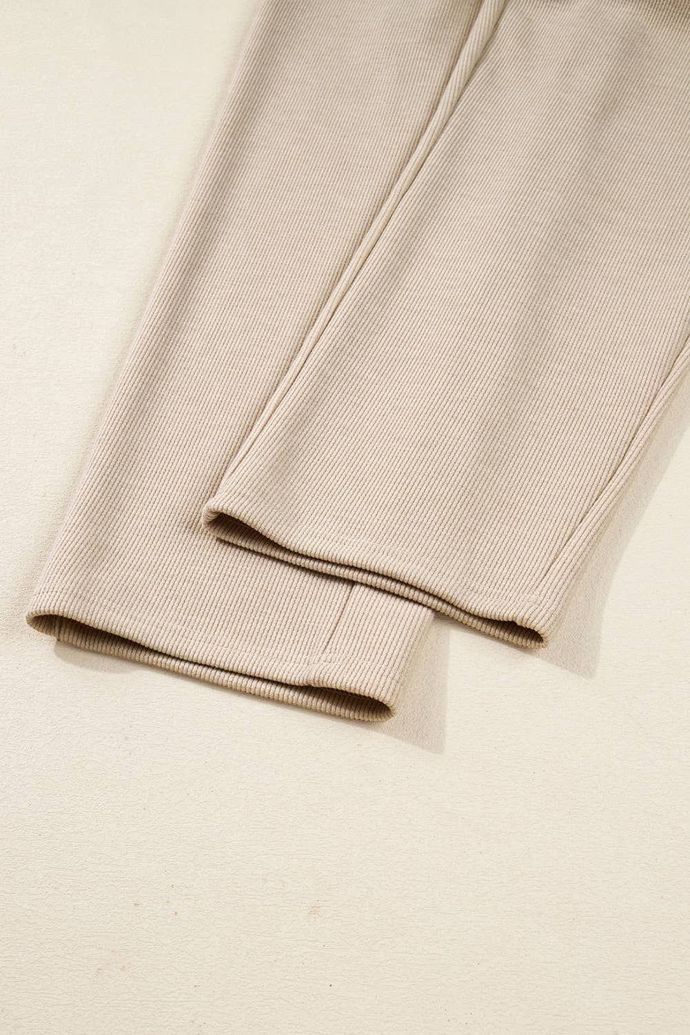 Drawstring Pullover Hoodie and High Waist Pants Corduroy Set