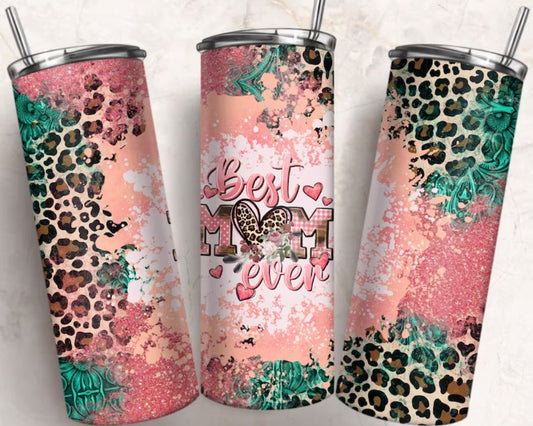 Best Mom Ever with Heart Skinny Tumbler 20oz