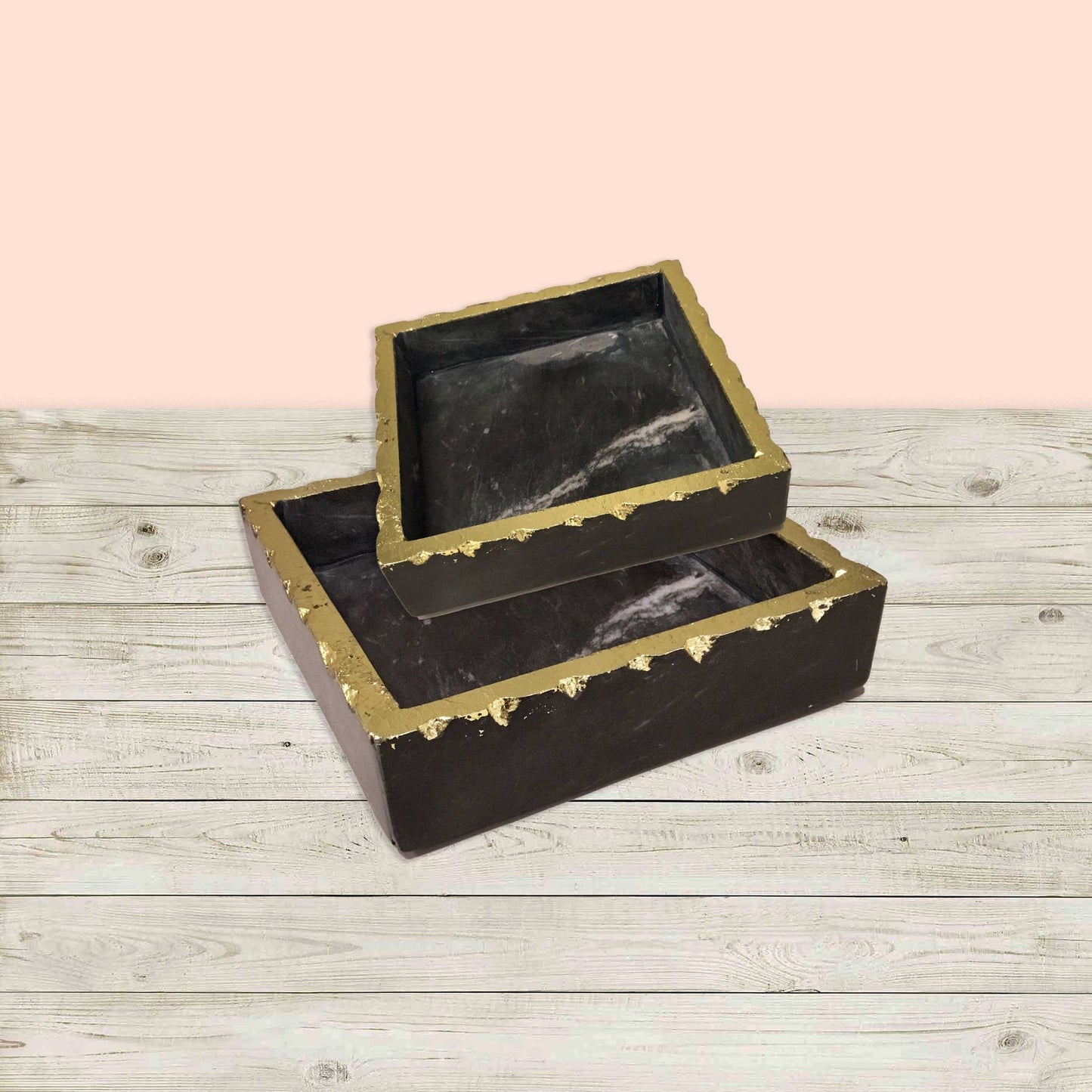 LG Gold Edged Marble Napkin Box